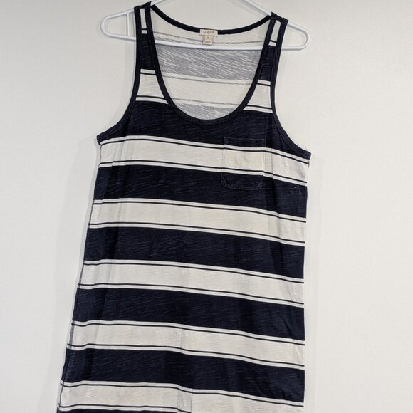 J. Crew Factory Striped Tank Dress Navy Blue White Size Medium - Picture 1 of 3